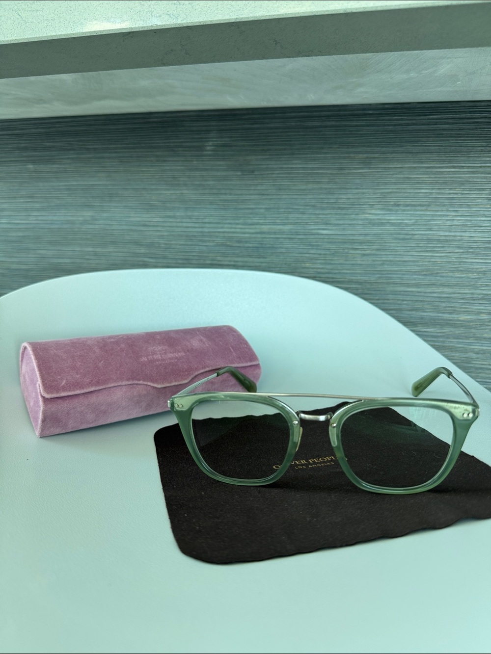 Oliver Peoples Translucent Green Square unise's Glasses